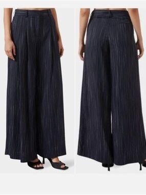 TWP Didi Wide Leg Pinstripe Pants - Navy